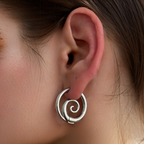 Silver-Tone Spiral Studs-Earrings-Yiyae-Yiyae