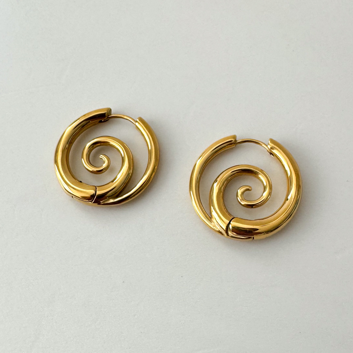 Silver-Tone Spiral Studs-Earrings-Yiyae-Gold-Yiyae