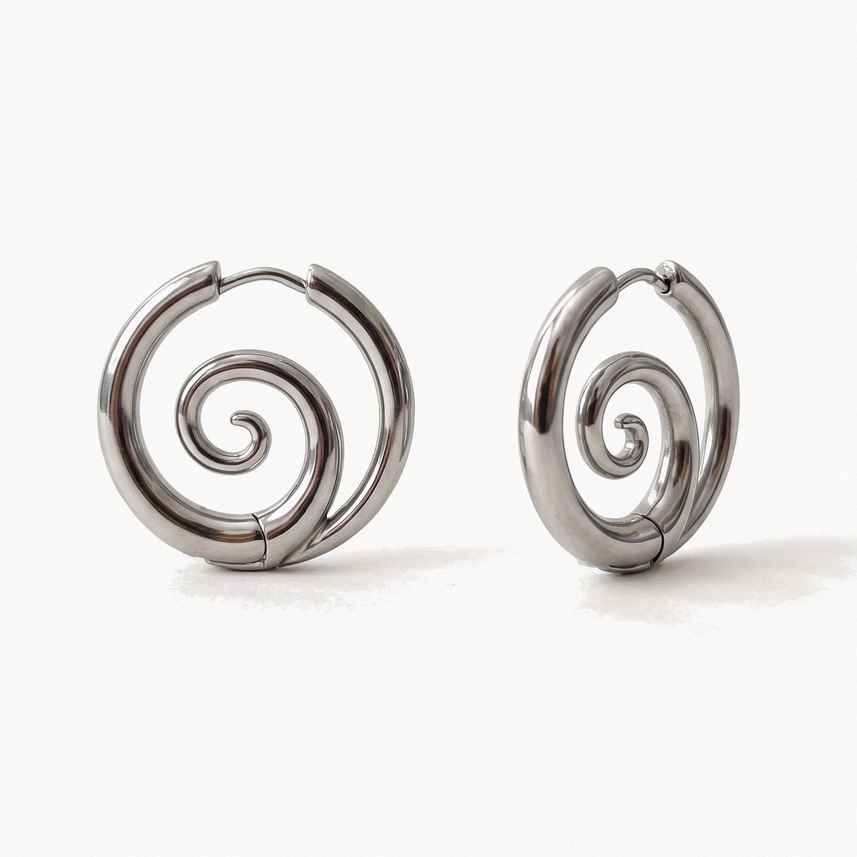 Silver-Tone Spiral Studs-Earrings-Yiyae-Silver-Yiyae