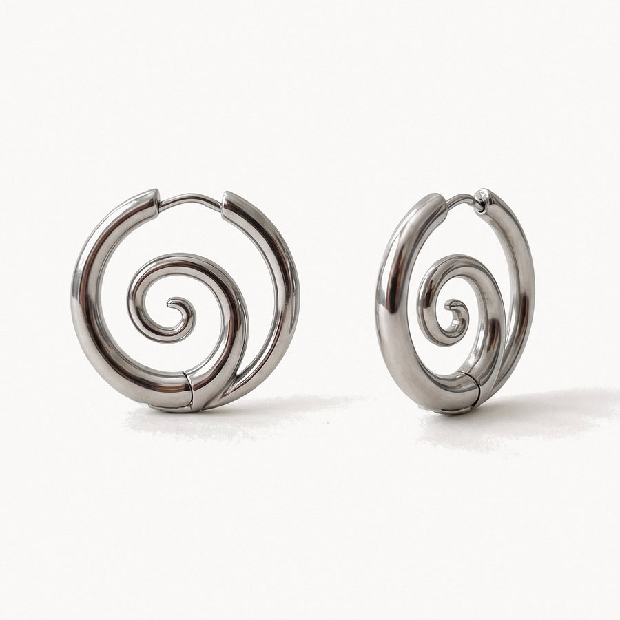Silver-Tone Spiral Studs