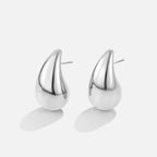 Silver-Tone Teardrop Studs-Earrings-Yiyae-Yiyae