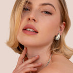 Silver-Tone Teardrop Studs-Earrings-Yiyae-Yiyae