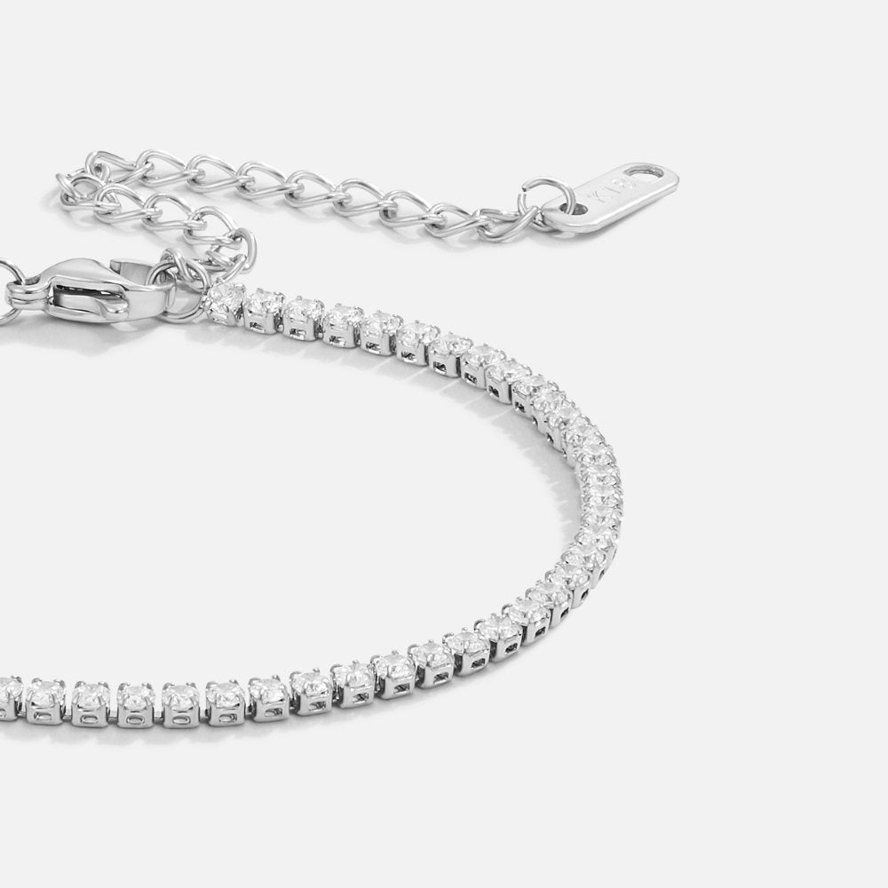 Silver-Tone Tennis Bracelet-Bracelets-Yiyae-Yiyae