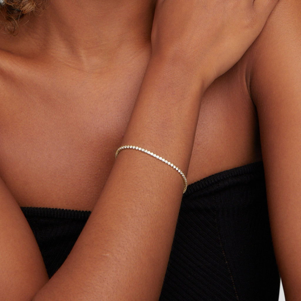 Silver-Tone Tennis Bracelet-Bracelets-Yiyae-Yiyae