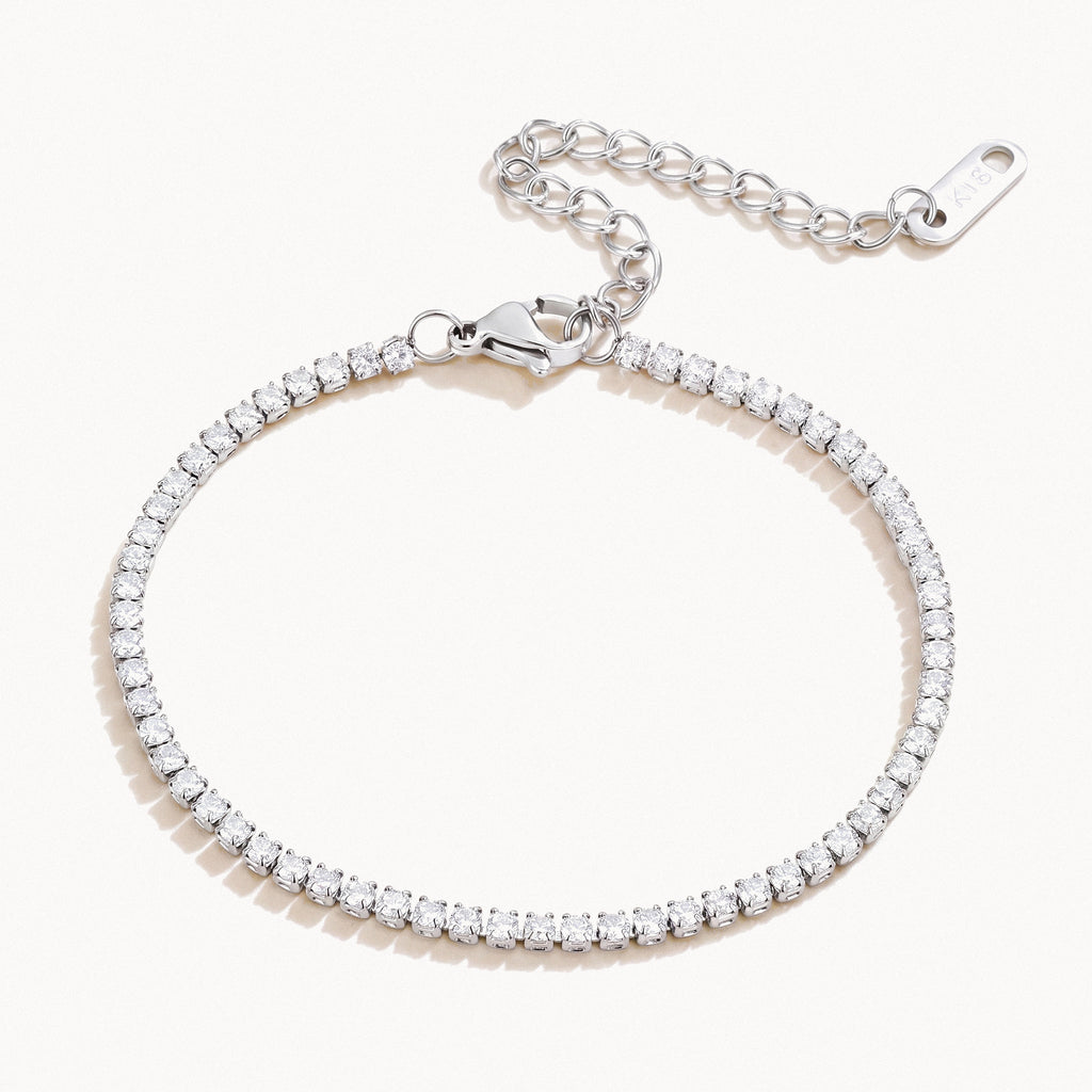Silver-Tone Tennis Bracelet-Bracelets-Yiyae-Silver-Yiyae