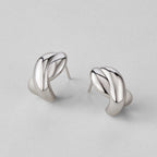 Silver-Tone Twist Hoops-Earrings-Yiyae-Yiyae
