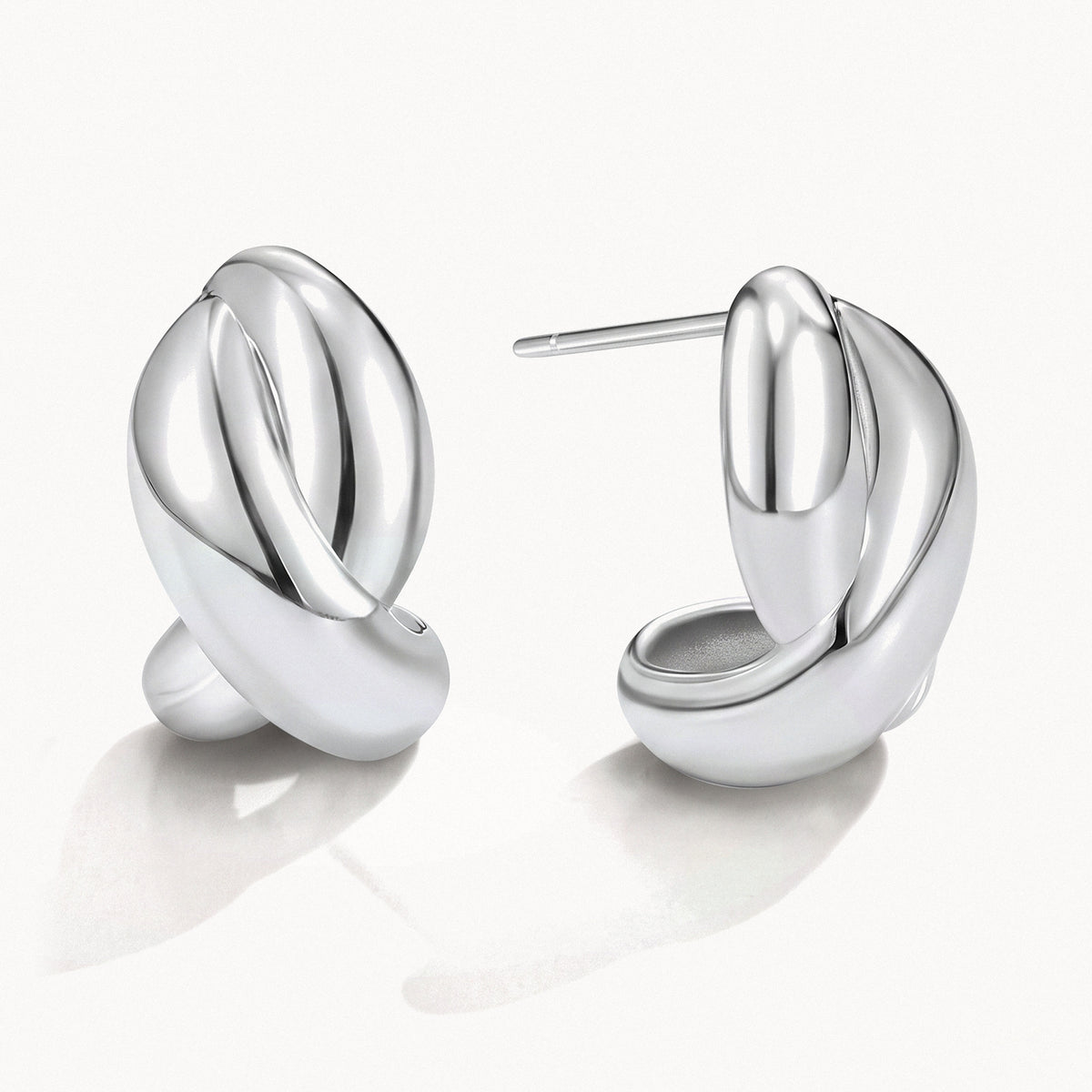Silver-Tone Twist Hoops-Earrings-Yiyae-Silver-Yiyae