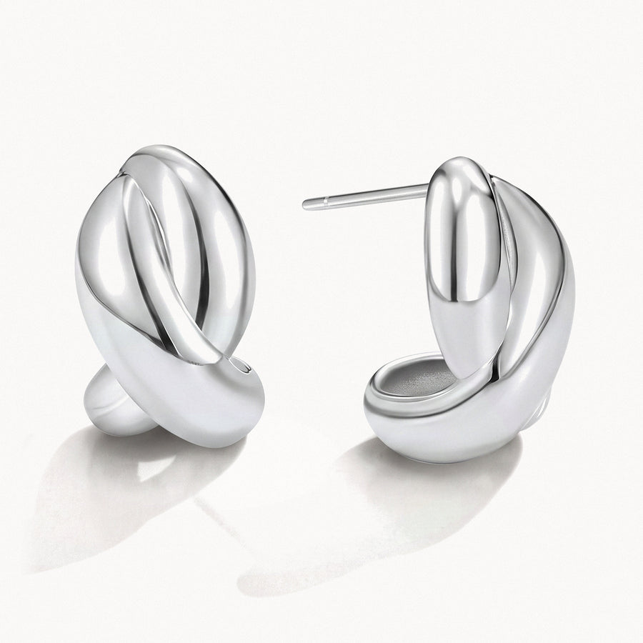 Silver-Tone Twist Hoops