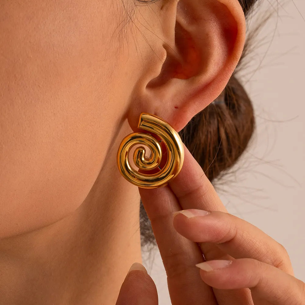 Spiral Stud Earrings-Earrings-Yiyae-Yiyae