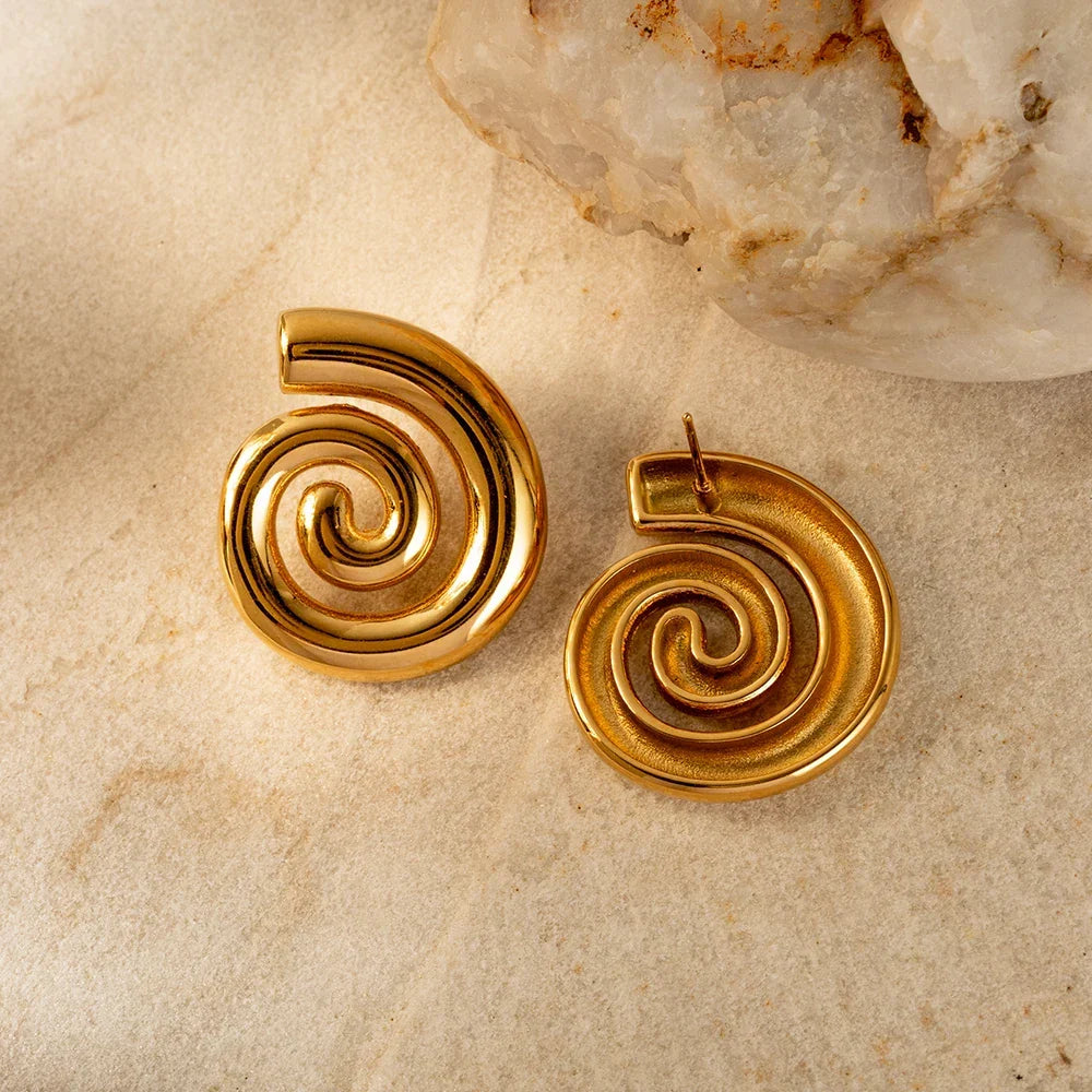 Spiral Stud Earrings-Earrings-Yiyae-Yiyae