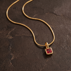 Square Birthstone Necklace-Necklaces-Yiyae-Yiyae
