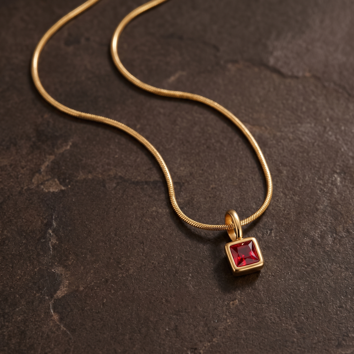 Square Birthstone Necklace-Necklaces-Yiyae-Yiyae