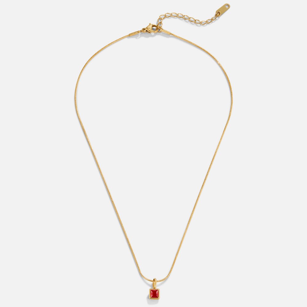 Square Birthstone Necklace-Necklaces-Yiyae-Yiyae