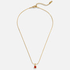 Square Birthstone Necklace-Necklaces-Yiyae-Yiyae