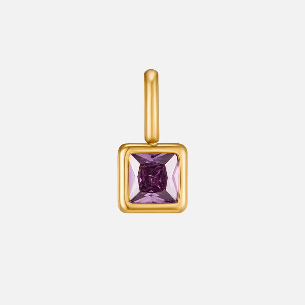 Square Birthstone Necklace-Necklaces-Yiyae-February-Yiyae