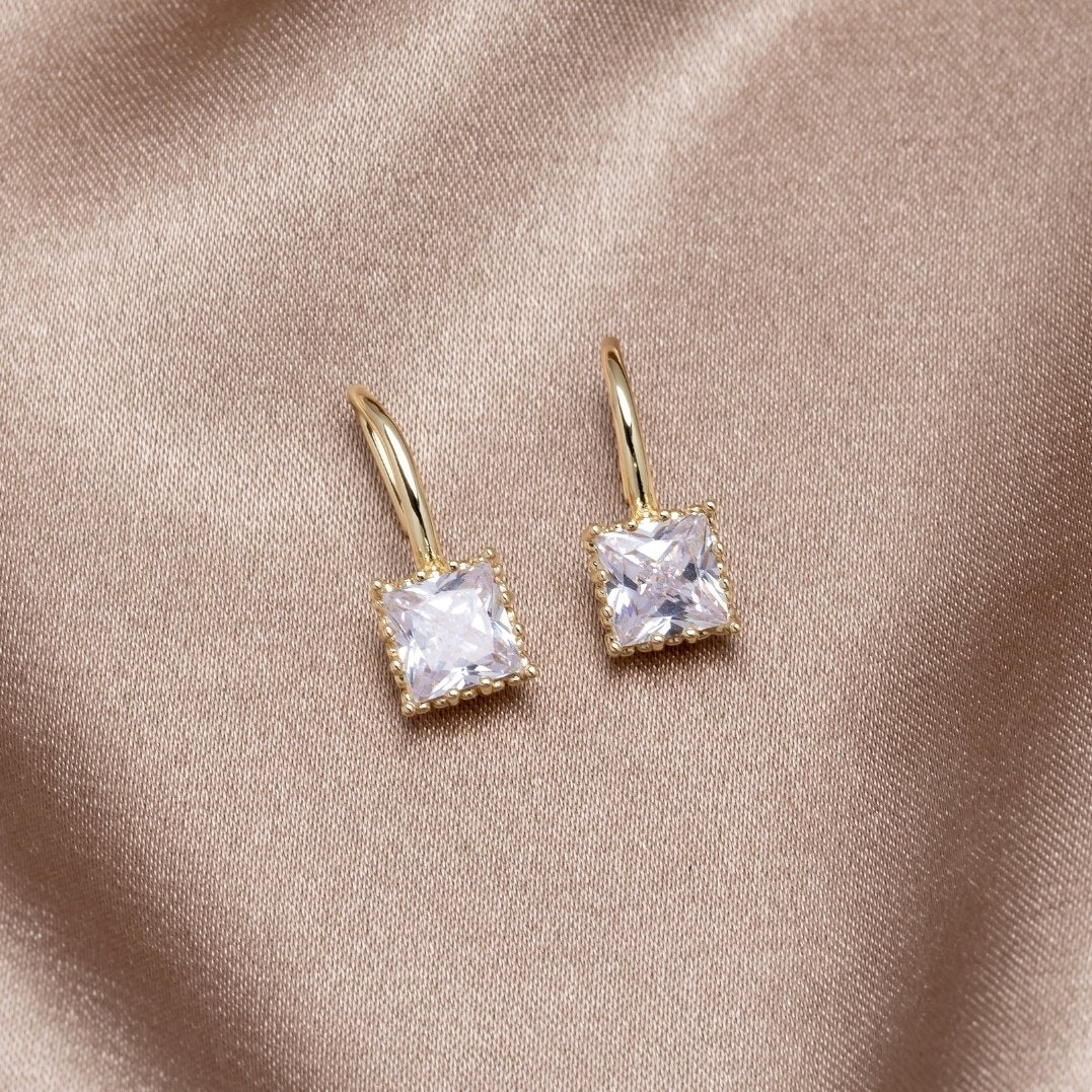 Square Crystal Drop Earrings-Earrings-Yiyae-Yiyae