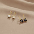 Square Crystal Drop Earrings-Earrings-Yiyae-Black-Yiyae