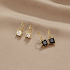 Square Crystal Drop Earrings-Earrings-Yiyae-Black-Yiyae