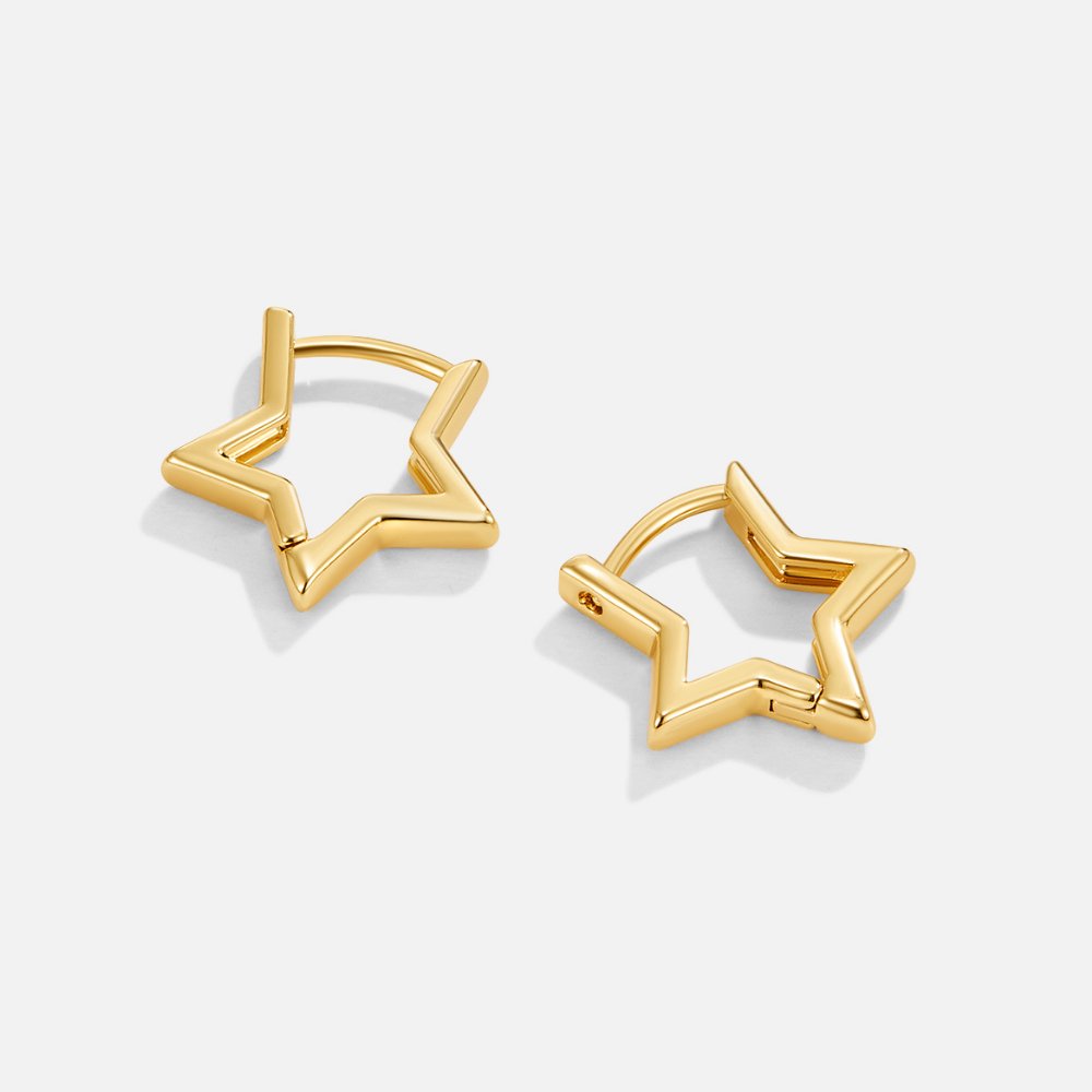 Star Outline Hoops-Earrings-Yiyae-Yiyae