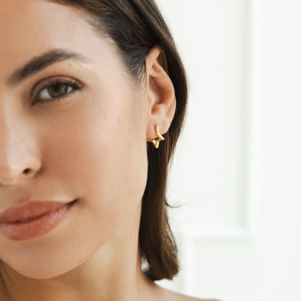 Star Outline Hoops-Earrings-Yiyae-Yiyae