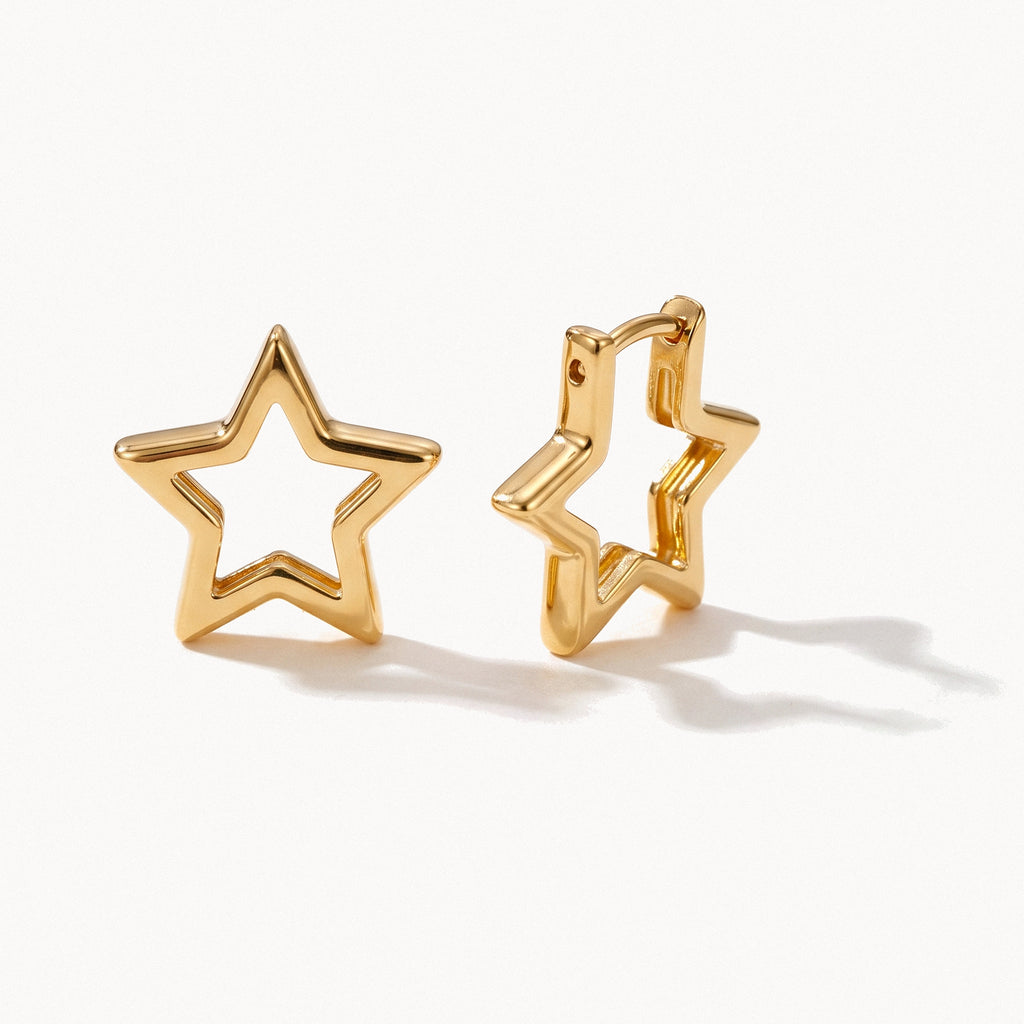 Star Outline Hoops-Earrings-Yiyae-Gold-Yiyae