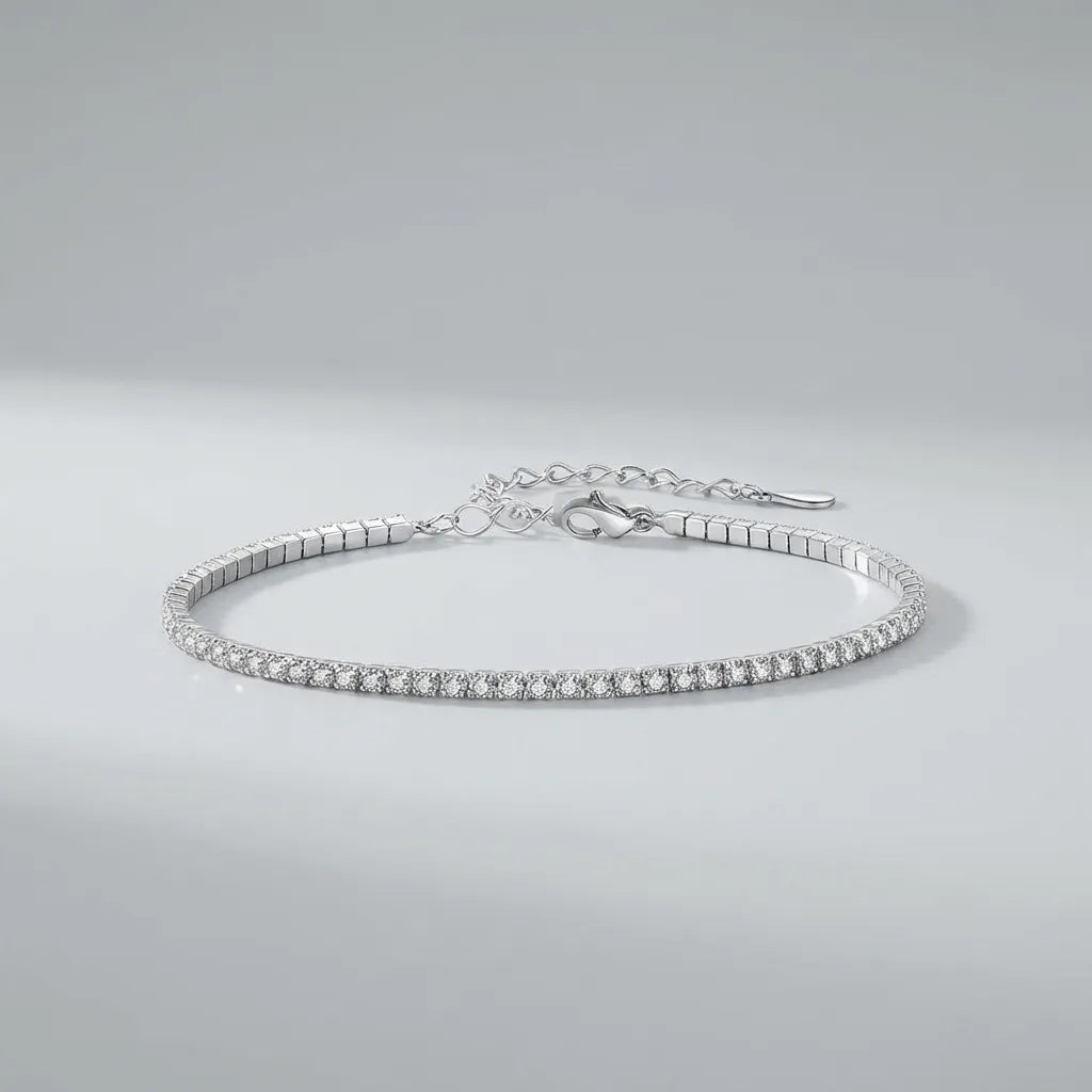 Sterling Silver Tennis Anklet-Anklets-Yiyae-Yiyae