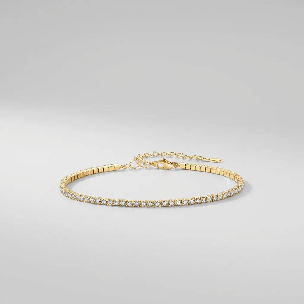 Sterling Silver Tennis Anklet-Anklets-Yiyae-Gold-Yiyae