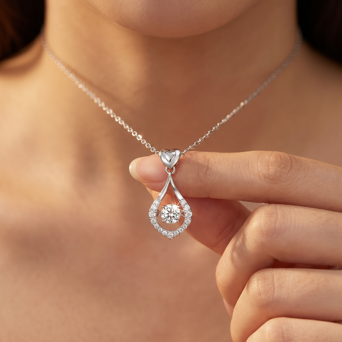 Teardrop Halo Necklace-Necklaces-Yiyae-Yiyae