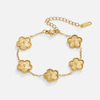 Textured Clover Bracelet - Gold - Bracelets - Yiyae - foto 8