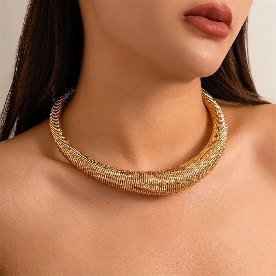 Textured Collar Necklace-Necklaces-Yiyae-Yiyae
