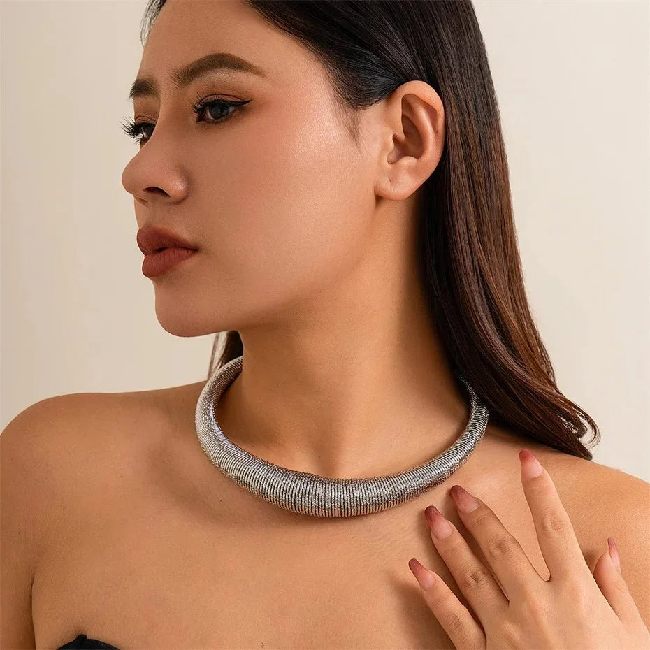 Textured Collar Necklace-Necklaces-Yiyae-Yiyae