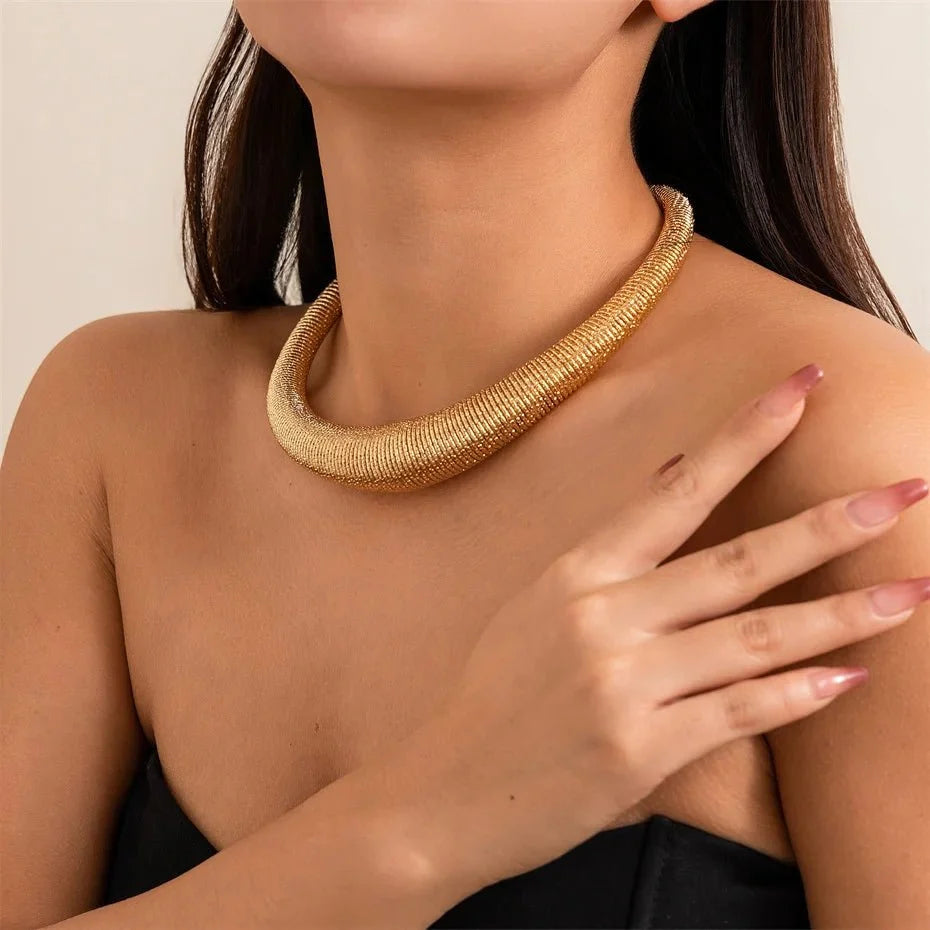 Textured Collar Necklace-Necklaces-Yiyae-Yiyae
