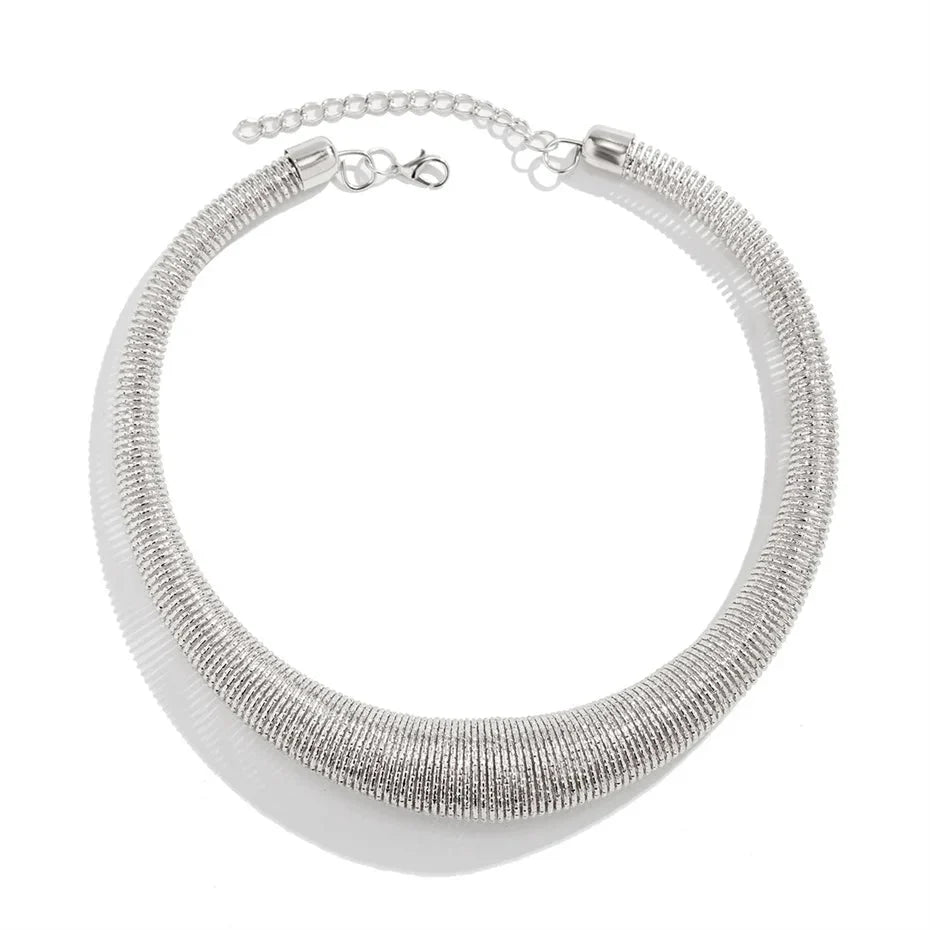 Textured Collar Necklace-Necklaces-Yiyae-Silver-Yiyae