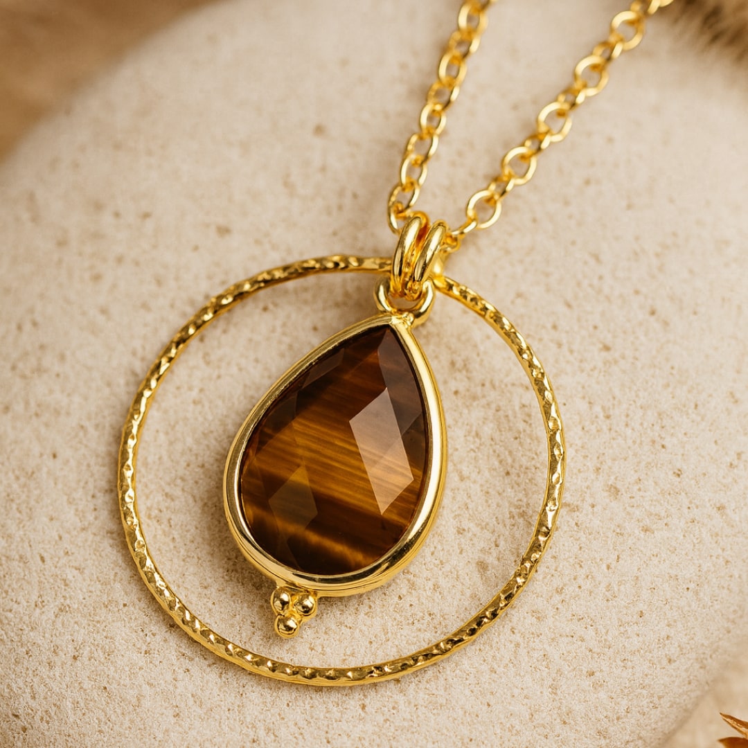 Tiger's Eye Circle Necklace-Necklaces-Yiyae-Yiyae
