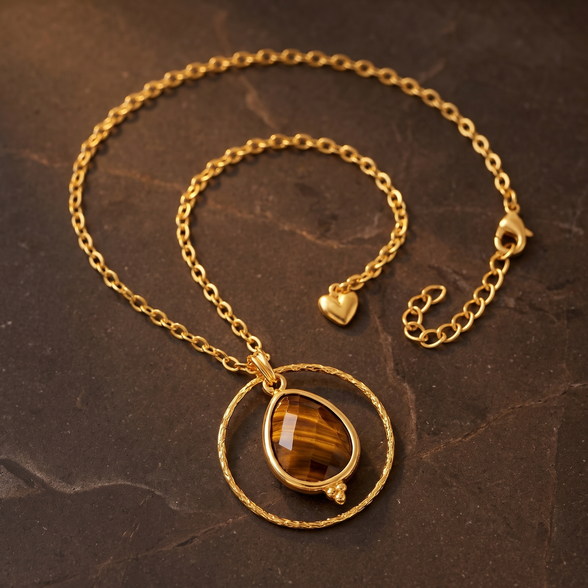 Tiger's Eye Circle Necklace-Necklaces-Yiyae-Yiyae