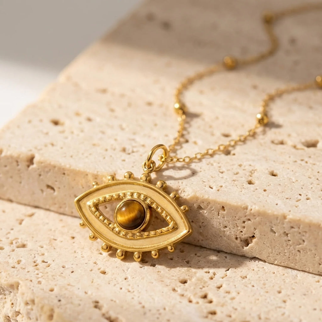 Tiger's Eye Pendant Necklace-Necklaces-Yiyae-Yiyae