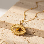 Tiger's Eye Pendant Necklace-Necklaces-Yiyae-Yiyae