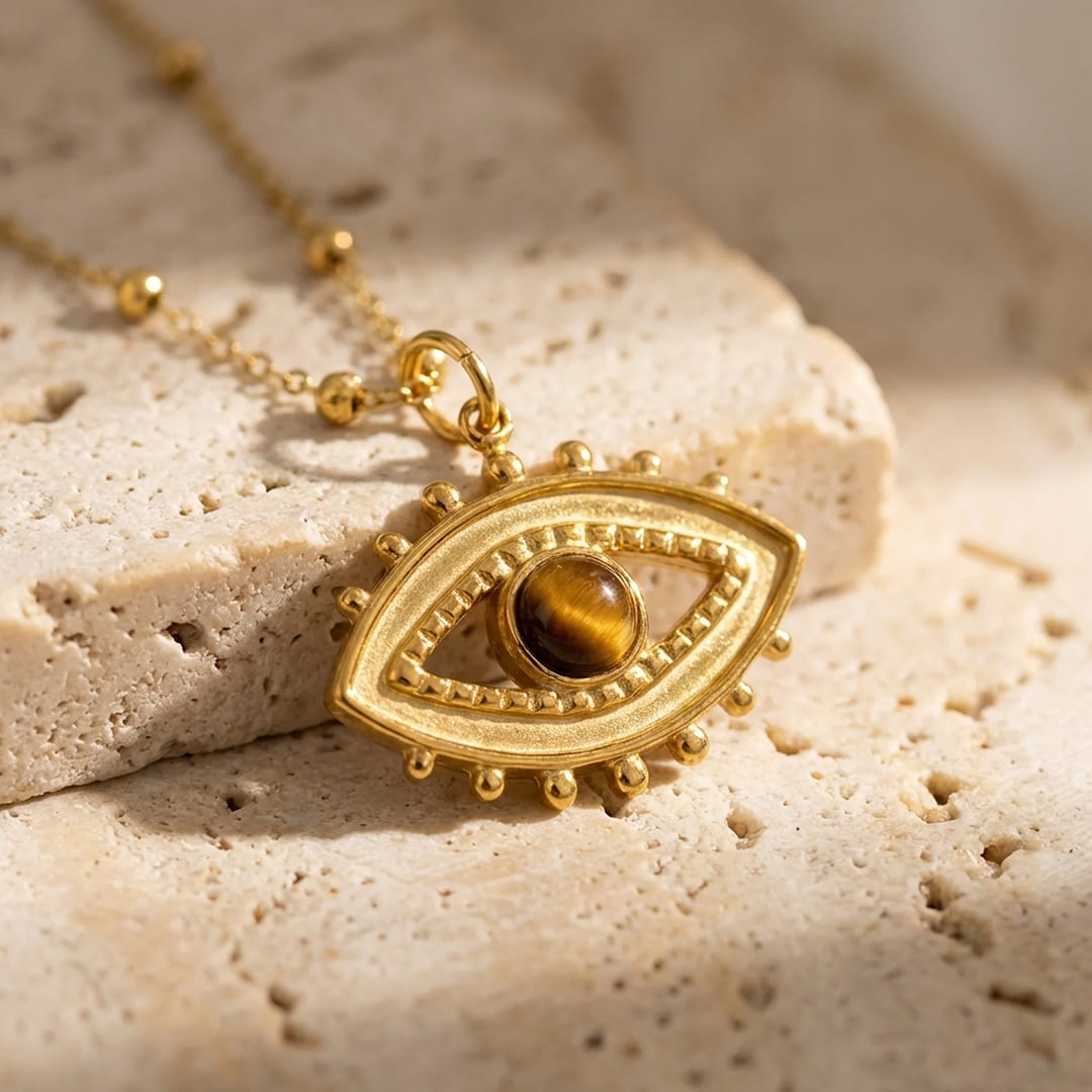 Tiger's Eye Pendant Necklace-Necklaces-Yiyae-Yiyae