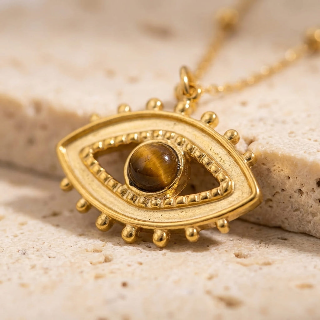 Tiger's Eye Pendant Necklace-Necklaces-Yiyae-Yiyae