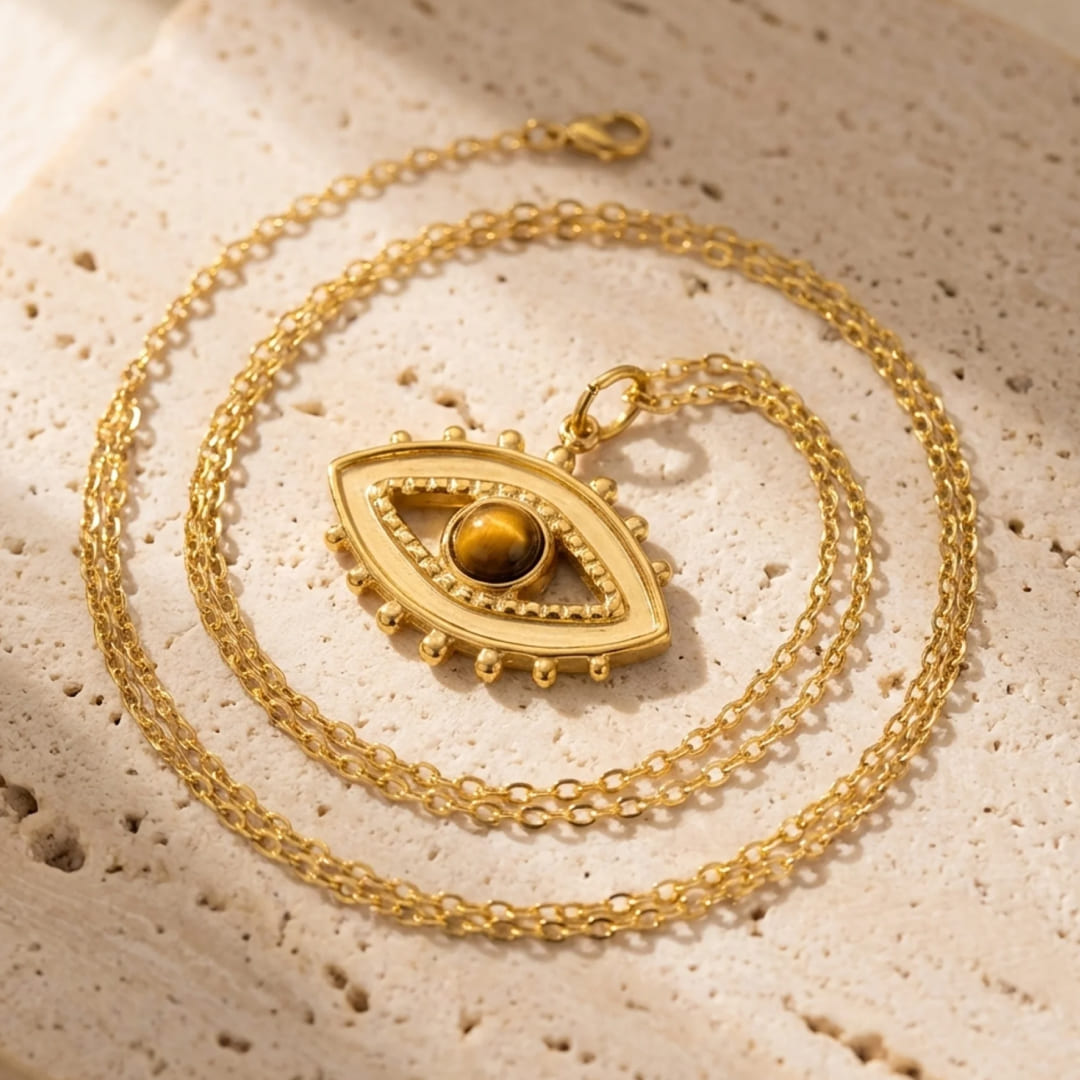 Tiger's Eye Pendant Necklace-Necklaces-Yiyae-Yiyae