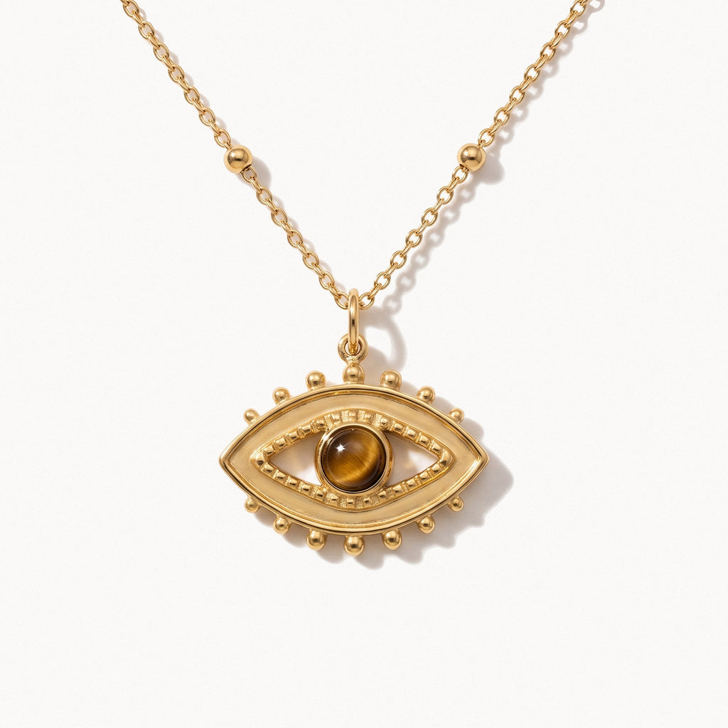 Tiger's Eye Pendant Necklace-Necklaces-Yiyae-Gold-Yiyae