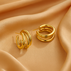Triple Row Hoop Earrings-Earrings-Yiyae-Yiyae