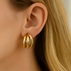 Triple Row Hoop Earrings-Earrings-Yiyae-Yiyae