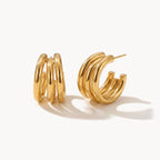 Triple Row Hoop Earrings-Earrings-Yiyae-Gold-Yiyae