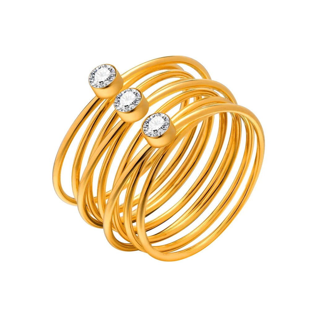 Triple Stone Layered Ring-Rings-Yiyae-Yiyae