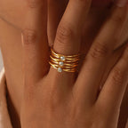Triple Stone Layered Ring-Rings-Yiyae-Yiyae