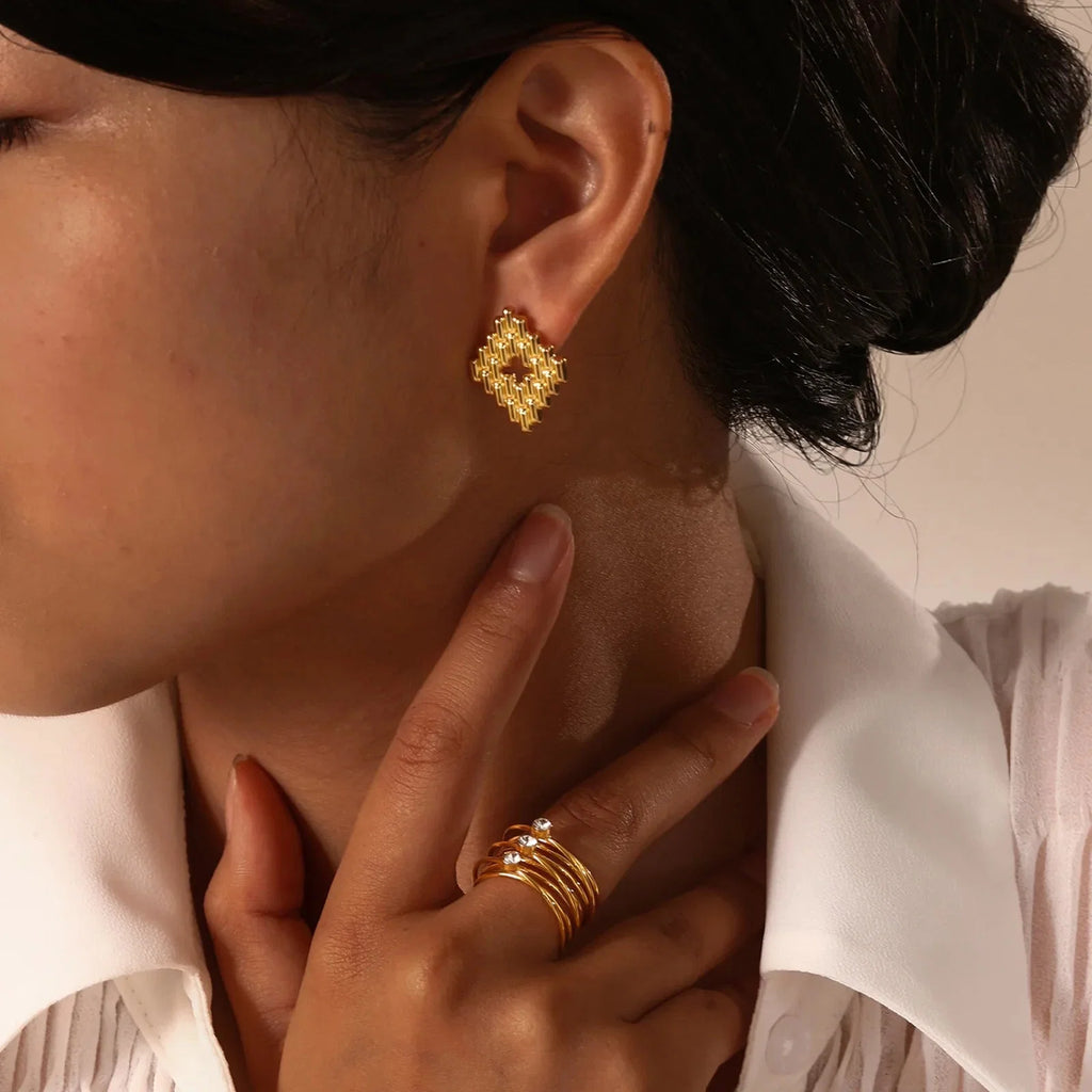 Triple Stone Layered Ring-Rings-Yiyae-Yiyae