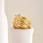 Triple Stone Layered Ring-Rings-Yiyae-Yiyae