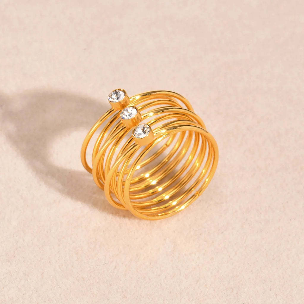 Triple Stone Layered Ring-Rings-Yiyae-Yiyae