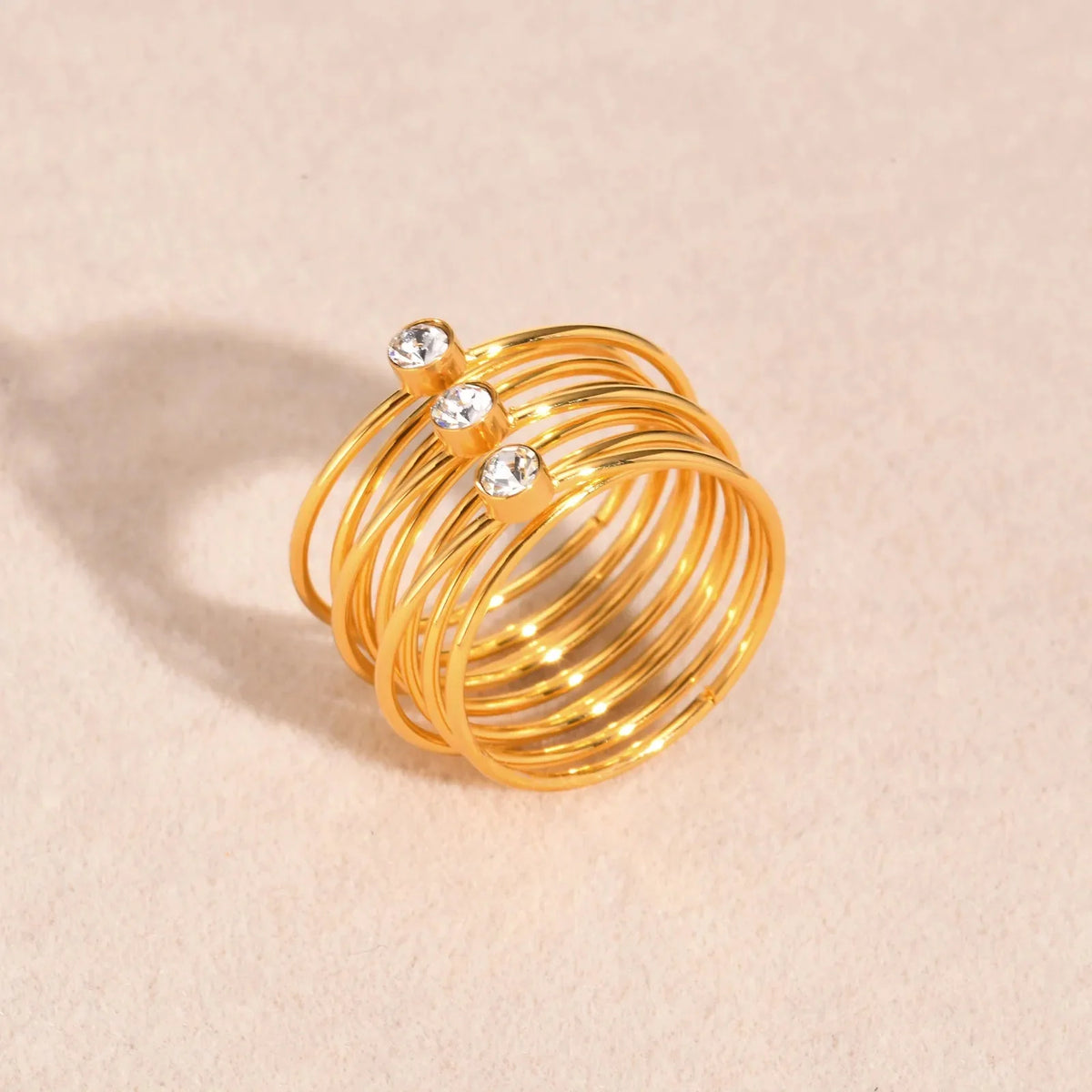 Triple Stone Layered Ring-Rings-Yiyae-Yiyae
